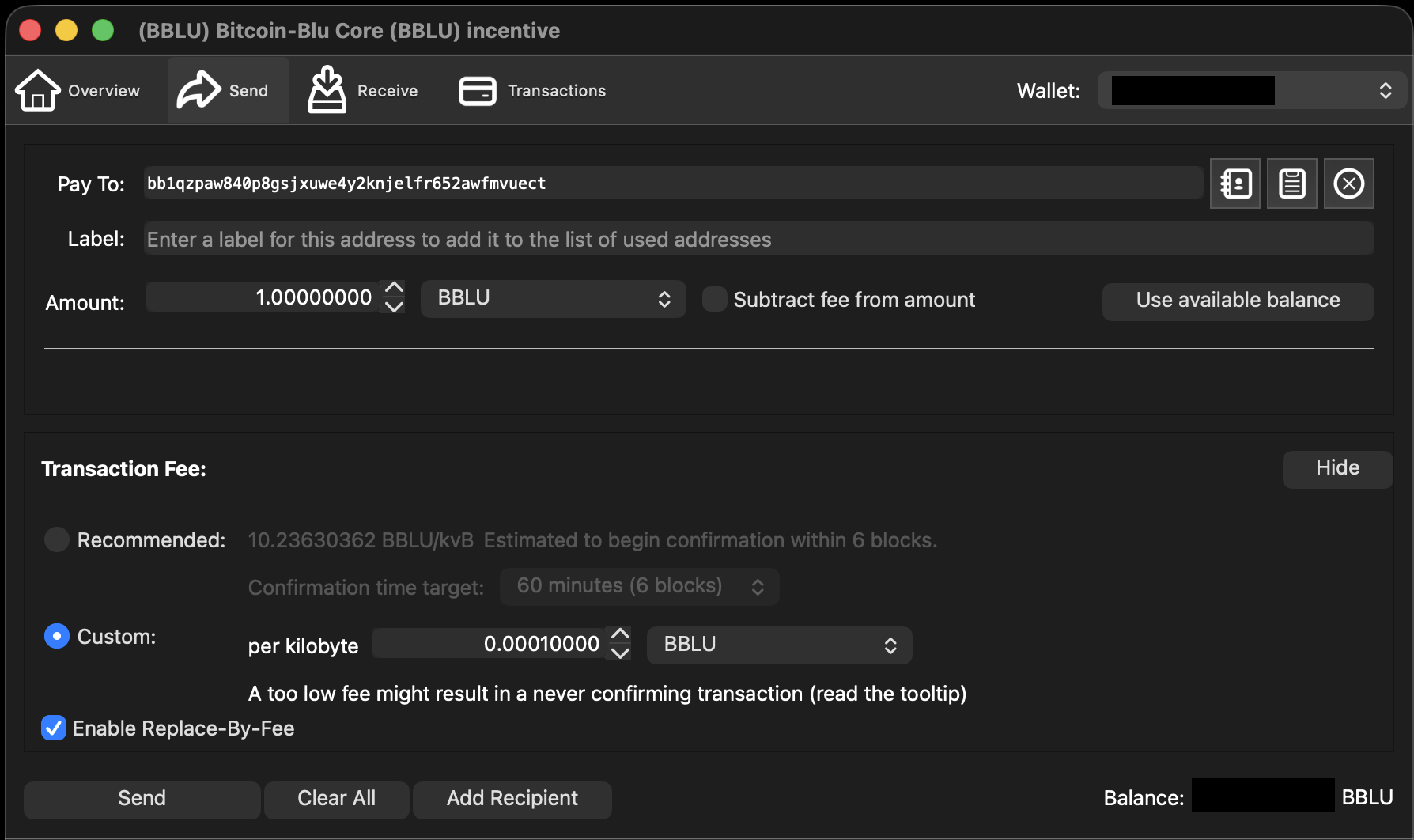 Bitcoin-BLU Core app