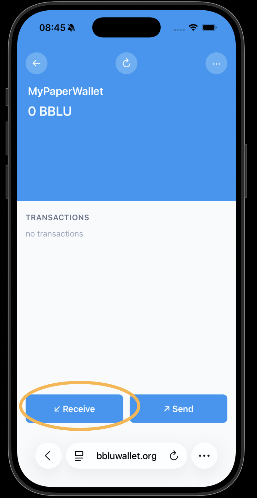 Private wallet details page