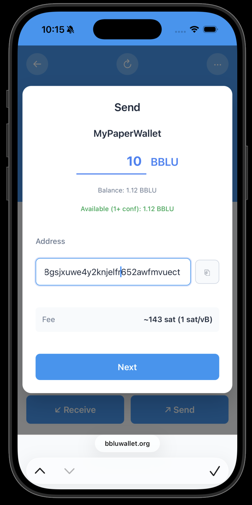 Send 10 BBLU to scanned address