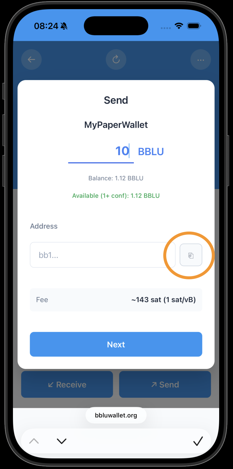 Send popup scan button